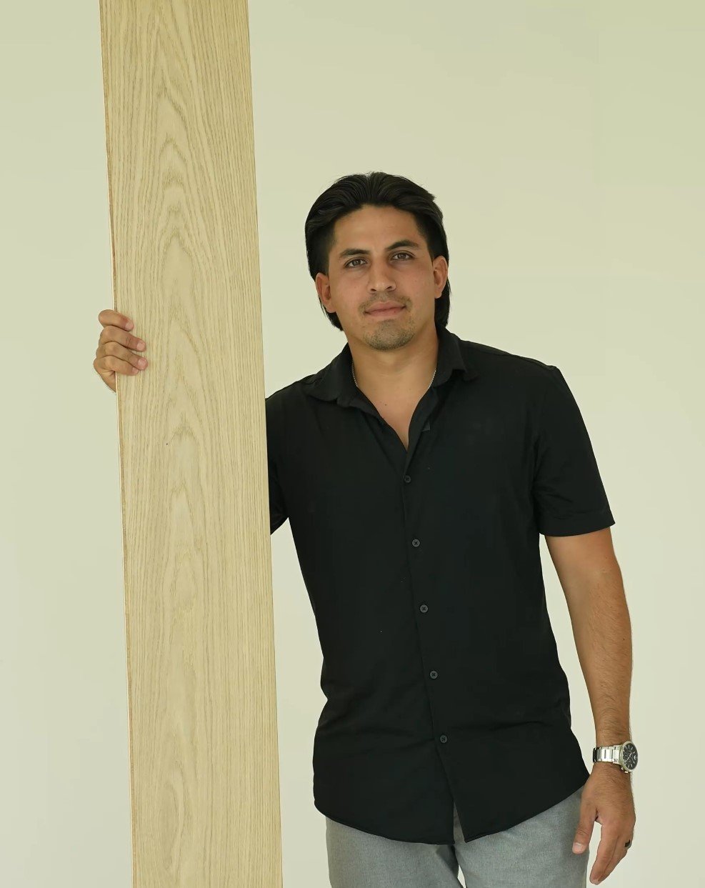 Owner wynwoodflooring holding hardwood product